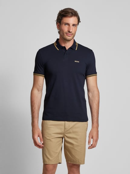 BOSS Green Koszulka polo o kroju slim fit z nadrukiem z logo model ‘Paul’ Granatowy 4