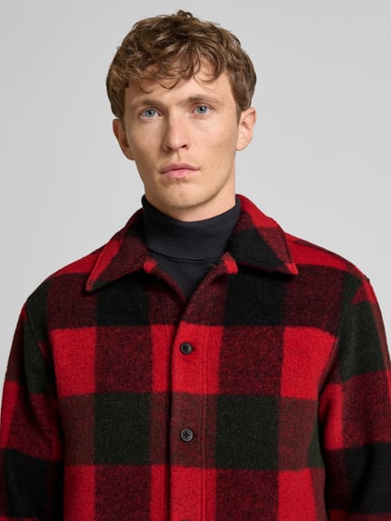Les Deux Regular Fit Hemdjacke mit Woll-Anteil Modell 'Jermaine' Rot 3