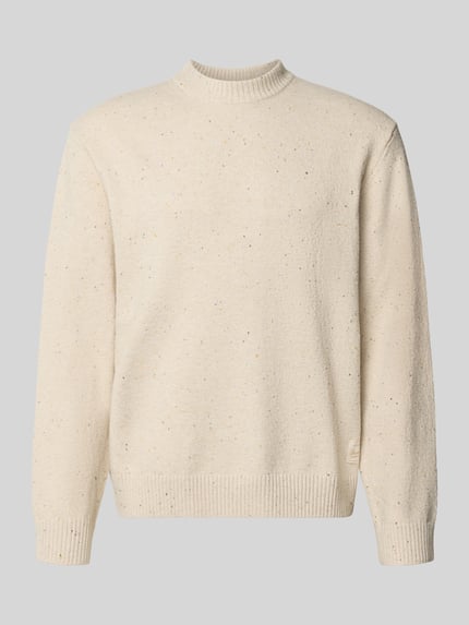 Productfoto, Regular Fit Strickpullover mit Rundhalsausschnitt van JACK & JONES, Materiaalmix met katoen, ribboorden, met lange mouwen, logopatch, bies, heren