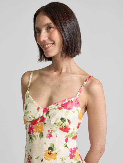 MANGO Midikleid mit Herz-Ausschnitt Modell 'BOUQET' Offwhite 3