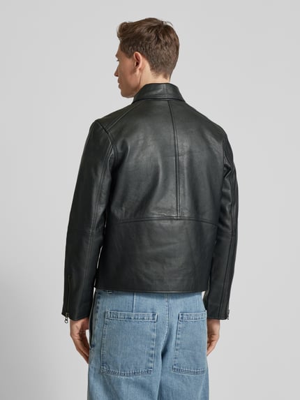 Samsøe Samsøe Lederjacke mit Reißverschlusstaschen Modell 'CLIFF' Black 5