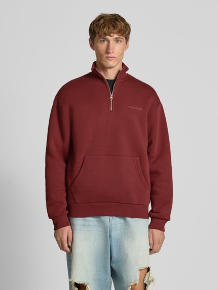 REVIEW Sweatshirt met opstaande kraag en ritssluiting Roestrood - 4