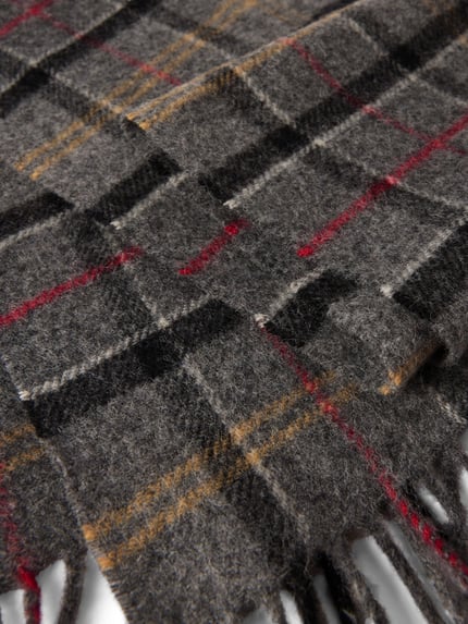 Barbour Schal aus Lammwolle mit Fransen Anthrazit Melange 2