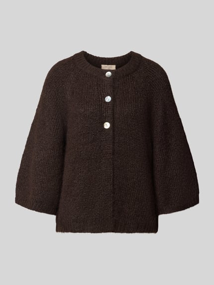Produktfoto, Relaxed Fit cardigan met wol Model 'Lulu' van FREE/QUENT, elastische wolmix, tricotlook, 3/4-mouw, ruglengte maat S 59 cm, mouwlengte maat S 48 cm