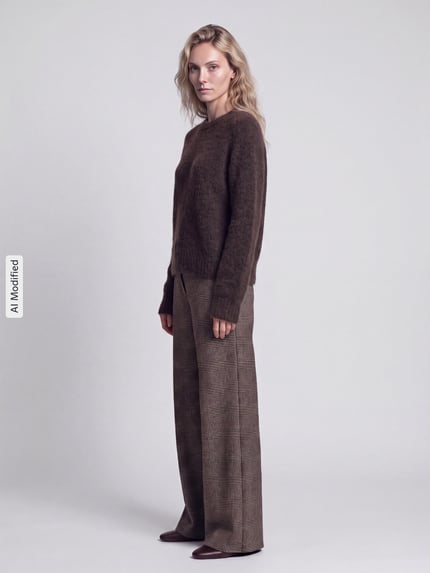Jake*s Casual Regular Fit Pullover mit Woll-Anteil Dunkelbraun 1