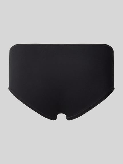Produktfoto, Slip mit Logo und elastischem Bund von SKINY in Schwarz, Baumwoll-Elasthan-Mix, körpernahe Passform, glatte Textur.