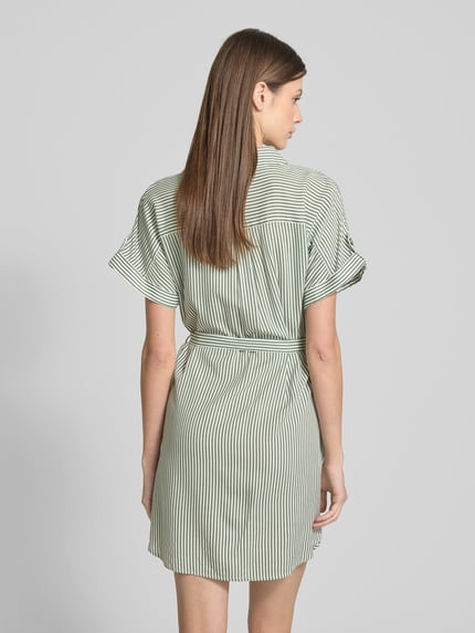 VERO MODA Sukienka mini taliowana z czystej wiskozy model ‘BUMPY’ Trzcinowy 5