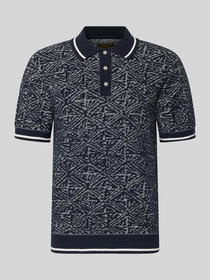 Produktfoto, Regular Fit Poloshirt im Allover-Look von Jack & Jones Premium, reine Baumwolle, Polokragen, Knopfleiste, dunkles Muster