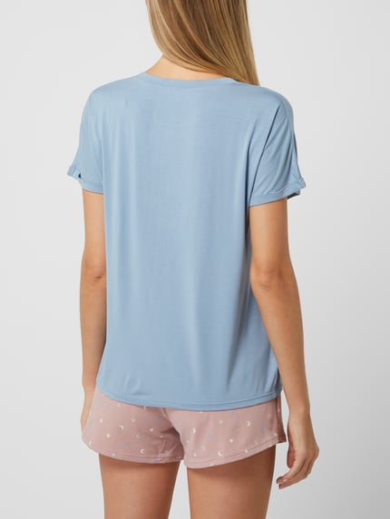 SKINY T-shirt z mieszanki wiskozy i elastanu model ‘Every Night In’ Niebieski 5
