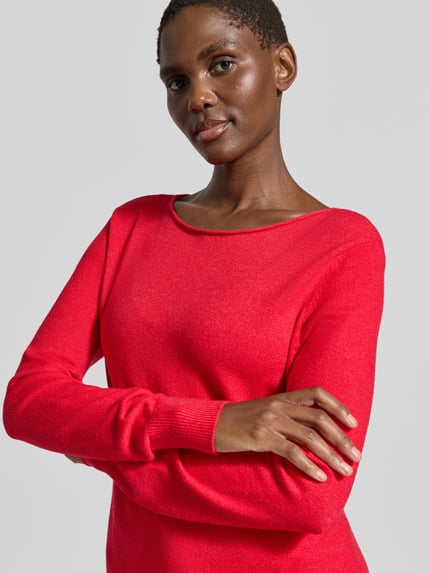 Christian Berg Woman Regular Fit Strickpullover aus Viskose-Mix mit U-Boot-Ausschnitt Rot Melange 3