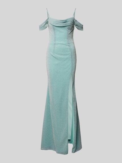 Mascara Schmales Abendkleid mit Raffungen Mint 2