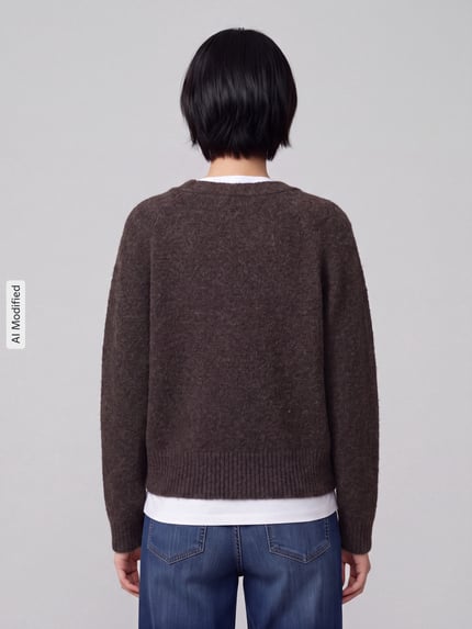 VERO MODA Oversized Strickjacke mit Woll-Anteil Modell 'BOOM' Schoko Melange 5
