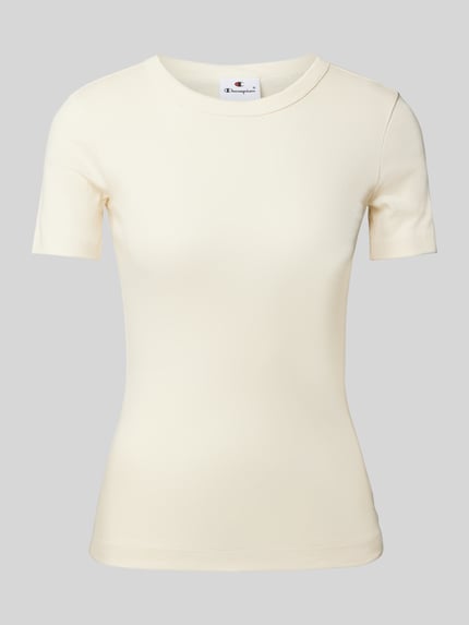 Champion T-Shirt mit geripptem Rundhalsausschnitt Ecru 2