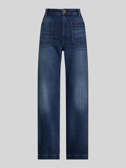 Polo Ralph Lauren Wide Leg Jeans aus Baumwoll-Mix mit aufgesetzten Taschen Jeansblau 2