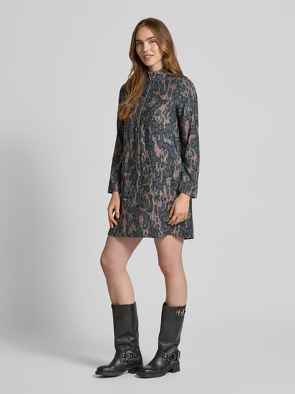 Jake*s Studio Woman Knielanges Kleid aus Viskose-Mix mit Troyer-Kragen Bordeaux 1