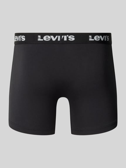 Produktfoto, Pant & Trunk mit elastischem Label-Bund im 6er-Pack Modell 'LOGO BOXER' von Levi's®, schwarze glatte Oberfläche, Herren Pant & Trunk von Levi's®.