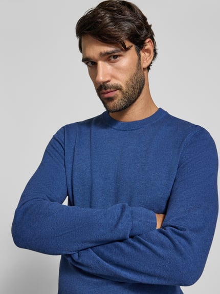 MCNEAL Strickpullover aus Baumwoll-Kaschmir-Mix mit Rundhalsausschnitt Marine Melange 3