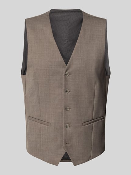 HECHTER PARIS Regular Fit Anzugweste aus Wolle mit Leistentaschen Taupe 2