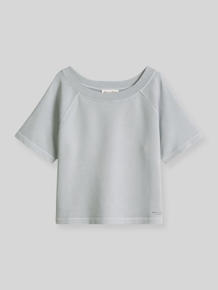 Produktfoto, Regular Fit Sweatshirt aus reiner Baumwolle von Marc O'Polo, Optik: Unifarben, Label-Print, Rundhals, Kurzarm, Rumpfabschluss: Gerippt