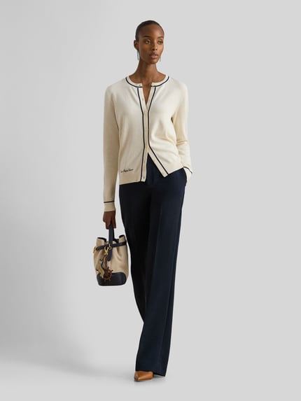 Lauren Ralph Lauren kardigan rozpinany o kroju regular fit z kontrastowymi detalami Écru 1