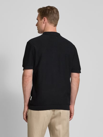 Casual Friday Relaxed Fit Poloshirt mit Strukturmuster Modell 'EDWARD' Dunkelblau 5