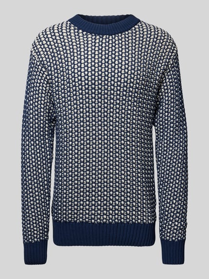 Thinking Mu Strickpullover mit Rundhalsausschnitt Modell 'SANTOS' Dunkelblau 2