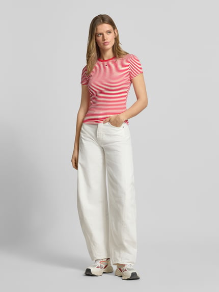Tommy Jeans slim fit T-shirt van katoenmix Rood - 1