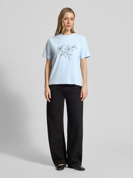 VILA T-Shirt mit Stitching Modell 'NORA' Hellblau 1