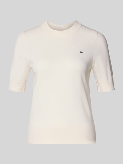 Tommy Hilfiger Regular Fit Strickpullover aus Baumwoll-Mix Ecru 2