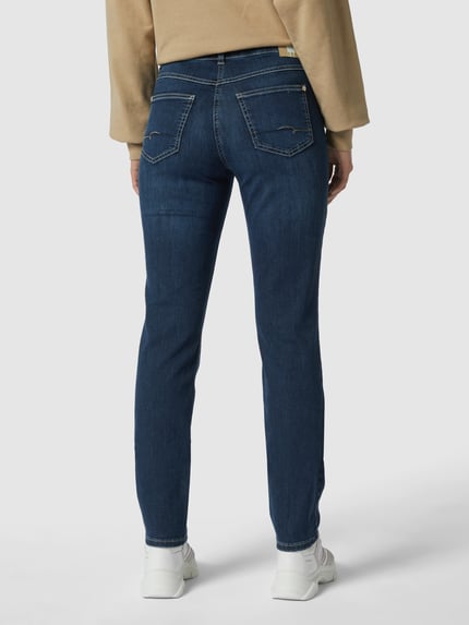 MAC Jeansy o kroju straight fit z naszywką z logo model 'Angela' Niebieski 5