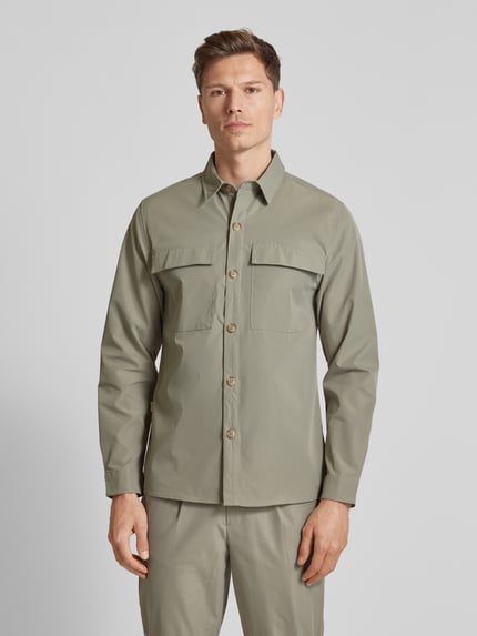 Colours & Sons Kurtka koszulowa o kroju regular fit z kieszeniami z patką na piersi Zielony 4