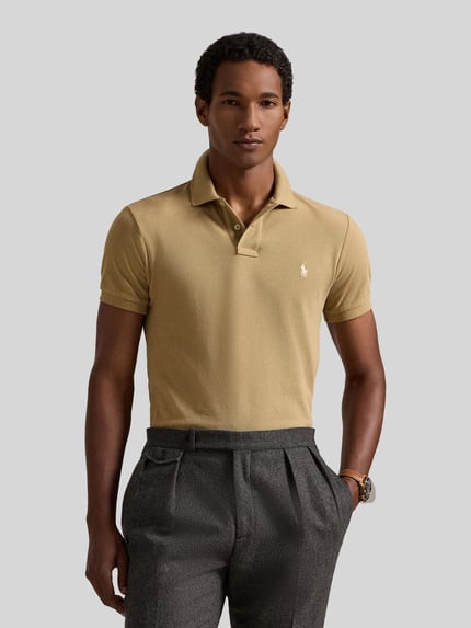 Polo Ralph Lauren Koszulka polo z czystej bawełny o kroju slim fit Musztardowy 4