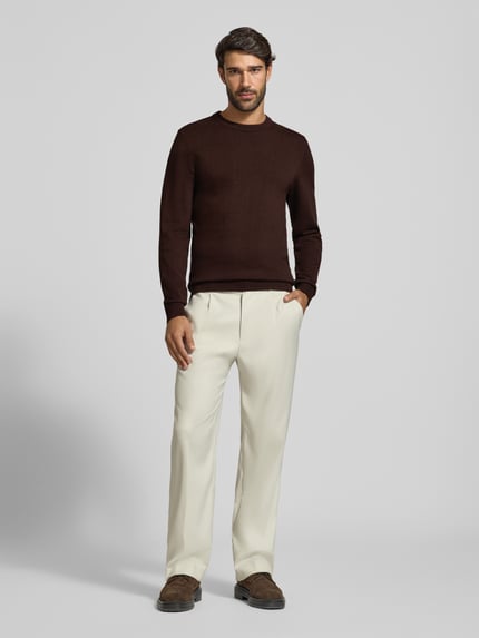 MCNEAL Strickpullover aus Baumwoll-Kaschmir-Mix mit Rundhalsausschnitt Schlamm Melange 1