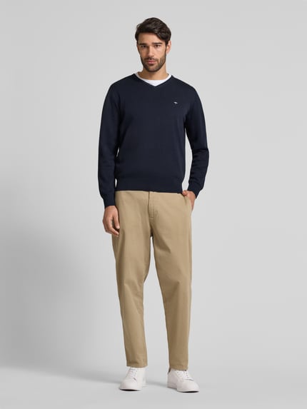 Fynch-Hatton Sweter z dekoltem w serek Granatowy 1