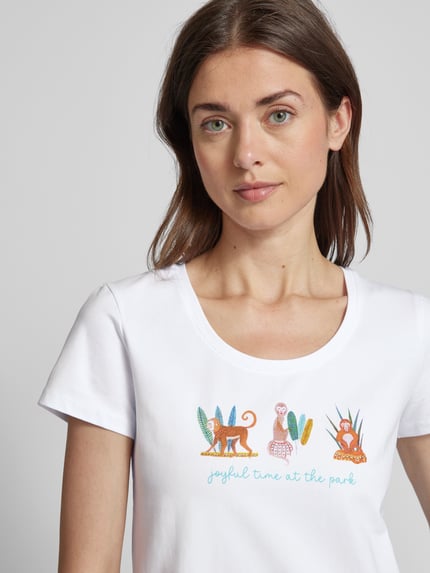 MORE & MORE T-Shirt mit Label-Print Weiss 3