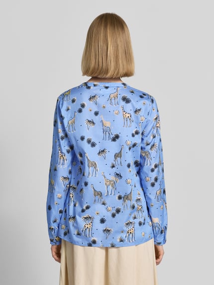 Smith and Soul regular fit blouse met all-over motiefprint model 'Vince' Bleu - 5