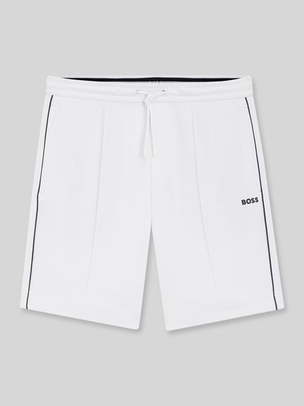 Produktfoto, Regular Fit Sweatshorts aus Baumwoll-Mix Modell 'JT_JOIN HEADLO' von BOSS Green, Optik: Unifarben, Label-Applikation, Paspeln, elastischer Bundabschluss mit Tunnelzug, Reißverschlusstaschen, Materialverarbeitung: Sweat.