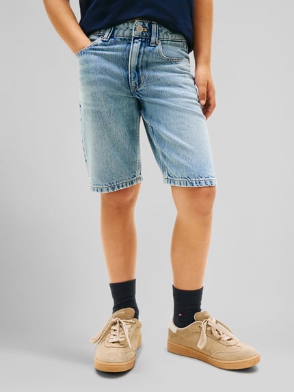 Tommy Hilfiger Kids regular fit jeansshorts van puur katoen Blauw - 4
