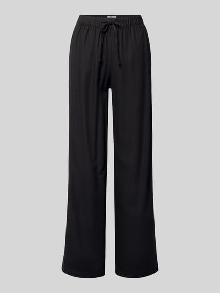 Wide leg linnenbroek met elastische band model 'GOA' Shop The Look MANNEQUINE