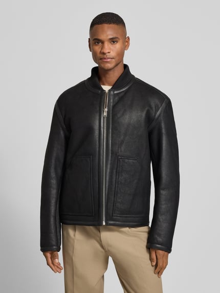 BOSS Regular Fit Lederjacke aus echtem Lammfell Modell 'MAFERO' Black 4