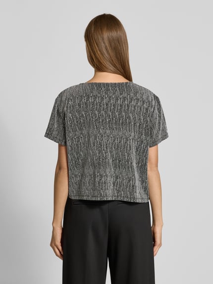 VILA T-shirt krótki z okrągłym dekoltem model ‘SILNA’ Srebrny 5