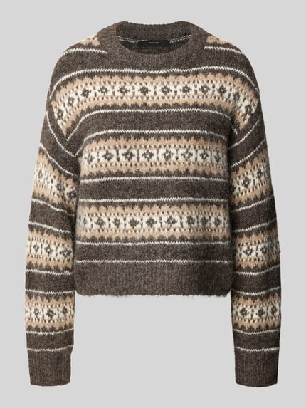 VERO MODA Pullover mit überschnittenen Schultern Schoko Melange 2