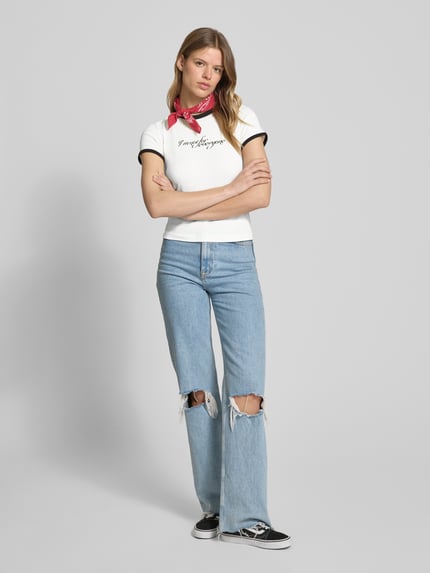 Weekday T-Shirt mit Statement-Print Offwhite Melange 1