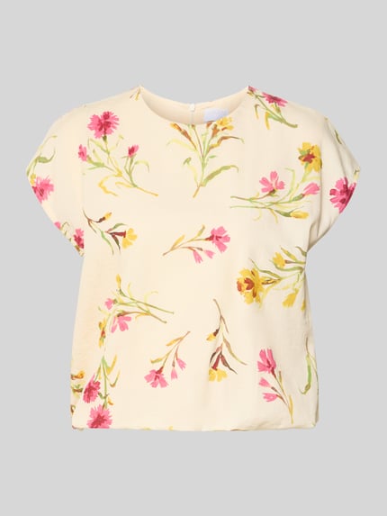 Bluzkowy top z krótkimi rękawami i okrągłym dekoltem Shop The Look MANNEQUINE