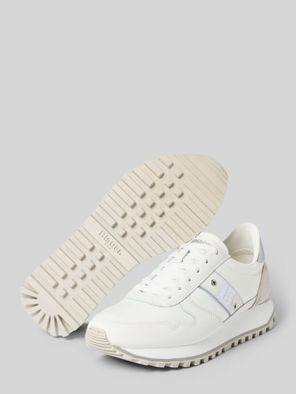 Produktfoto, Sneaker mit Schnürverschluss Modell 'MILLEN' von Blauer USA in Weiß aus Leder-Mix, Abgerundete-Spitze, Strukturierte-Sohle, Label-Detail