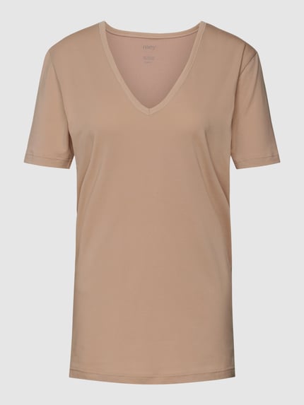 Mey Slim Fit T-Shirt mit V-Ausschnitt Beige 2