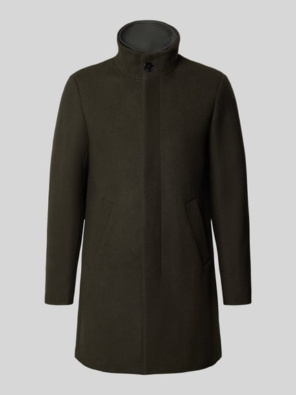 Matinique Regular fit lange jas van katoenmix met viscose Olijfgroen - 1