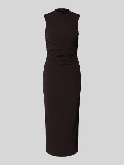 Productfoto, Midikleid met opstaande kraag model 'MIRRA' van Marella, viscose-elastaanmix, aansluitende fit, zwart, glad oppervlak