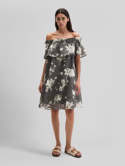 Marc O'Polo Knielanges Freizeitkleid mit Volants Mittelgrau 4