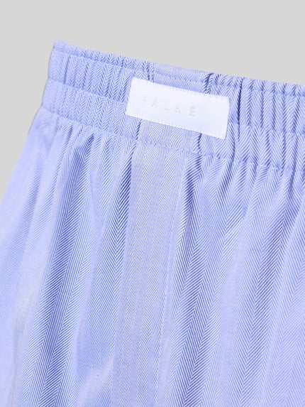 Produktfoto, hellblaue Loose Fit Boxershorts mit elastischem Bund, Label-Patch, Baumwollstoff, Modell 'Daily' von FALKE